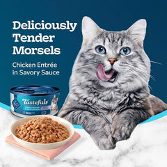 Blue Buffalo Tastefuls Chicken Morsels in Gravy Entrees Natural Wet Food for Adult Cats, 3 oz., Case of 12