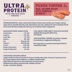 Natural Balance Ultra Protein Plus Wet Cat Food, Skin & Coat and Digestive Health Real Salmon With Pumpkin Puree Topper With Chicken Liver & Chicken Heart, High Protein Cat Food - 2.4 oz. (Pack of 6)