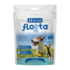 N-Bone FLOSSta Dental Chews for Dogs – Mint Flavor, No Dyes, Grain-Free, Breath Freshening, Plaque & Tartar Control, Digestible Teething Aid