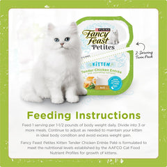 Purina Fancy Feast Petites Tender Chicken Entree Pate Gourmet Wet Kitten Food - (Pack of 12) 2.8 oz. Tubs