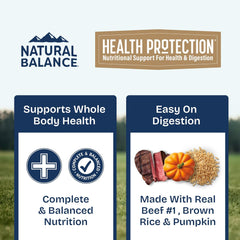 Natural Balance Health Protection Wet Dog Food - Whole Body Health, Easy on Digestion, Beef, Pumpkin & Brown Rice Stew, Digestive Wellness Dog Food, High in Fiber - 12.5oz (Case of 6)