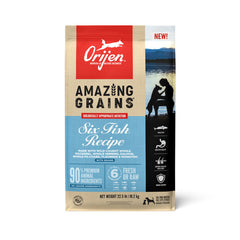 ORIJEN Amazing Grains Six Fish Recipe Dry Dog Food, High Protein Dog Food, Fresh or Raw Ingredients