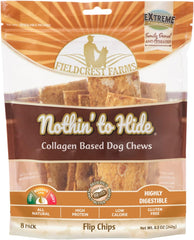 Fieldcrest Farms Nothin to Hide Flip Chips Dog Chews - All Natural Rawhide Alternative Treats for Dogs, Chicken, Beef or Peanut Butter Flavor Snack for All Breed Dogs
