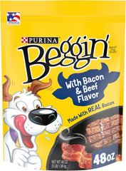 Purina Beggin' Strips With Real Meat Dog Treats With Bacon and Beef Flavors - 48 oz. Pouch