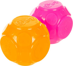 goDog 2-Pack Silent Squeak Ball Dog Toy Set, for Light to Moderate Chewers - Orange/Pink, 2-Pack