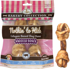 Nothin' to Hide Collagen-Based Dog Chews Small Knotted Bones, Beef Flavor, Easily Digestible, Supports Skin, Coat, Joints & Muscles, for Moderate Chewers Under 15lbs