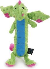 goDog Bubble Plush Skinny Dragons Squeaky Plush Dog Toy, Chew Guard Technology - Green