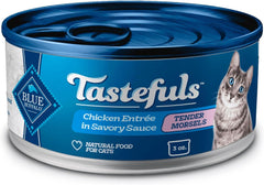 Blue Buffalo Tastefuls Chicken Morsels in Gravy Entrees Natural Wet Food for Adult Cats, 3 oz., Case of 12