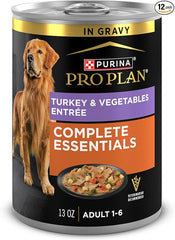 Purina Pro Plan Complete Essentials Turkey and Vegetables Entree In Wet Dog Food Gravy - (Pack of 12) 13 oz. Cans