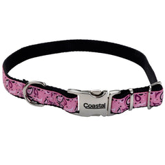 Coastal Pet - Ribbon - Adjustable Dog Collar with Metal Buckle, Pink Paisley