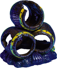 GloFish Barrels Ornament for Aquarium, Large,Blue/Brown