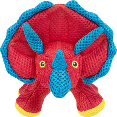 goDog Double Chew Guard Mesh Dinos Frills Squeaky Dog Toy - Red, Small