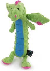 goDog Bubble Plush Skinny Dragons Squeaky Plush Dog Toy, Chew Guard Technology - Green