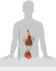 goDog Checkers Skinny Rooster Squeaky Plush Dog Toy, Chew Guard Technology - Brown