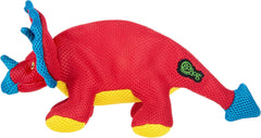 goDog Double Chew Guard Mesh Dinos Frills Squeaky Dog Toy - Red, Small