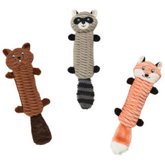 SPOT Skinneeez Stretch and Squeak Dog Toy - Stuffing-Free Stretchy Toy with Crinkle and Squeaker, Fun for Dogs to Tug and Fetch, Assorted Animal Characters - Beaver, Raccoon, or Fox 1 ea