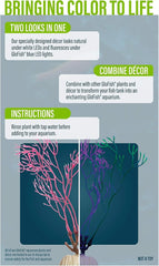 GloFish Red Algae Plant Aquarium Décor, Red Small, Fluorescent Under Blue LED Light