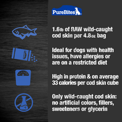 PureBites Cod Jerky Dog Treats, 1 Ingredient, Made in Canada