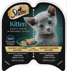 Sheba Perfect Portions Kitten Wet Cat Food Pate Chicken Entree, Twin-Pack Tray 1 Count, 2 Servings 2.6-oz(Pack of 12)