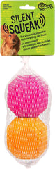 goDog 2-Pack Silent Squeak Ball Dog Toy Set, for Light to Moderate Chewers - Orange/Pink, 2-Pack
