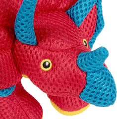 goDog Double Chew Guard Mesh Dinos Frills Squeaky Dog Toy - Red, Small