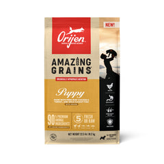 ORIJEN Amazing Grains Puppy Dry Dog Food, High Protein Dog Food for Puppies, Fresh or Raw Ingredients