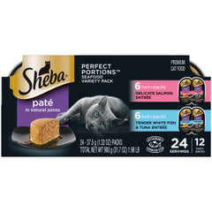 Sheba Perfect Portions Multipack Delicate Salmon and Tender Whitefish & Tuna Entrees Wet Cat Food 2.6-oz(Pack of 12)