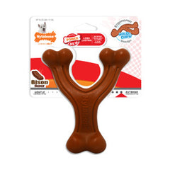 Nylabone Ergonomic Hold Wishbone Power Chew Toy for Dogs, Dog Toys for Aggressive Chewers, Bison Flavor