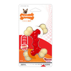 Nylabone Double Bone Power Chew Toy for Dogs, Dog Toys for Aggressive Chewers, Bacon Flavor, X-Small