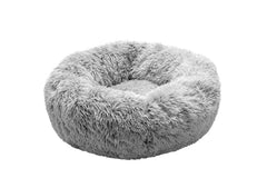 Furhaven 23" Round Calming Donut Dog Bed for Indoor Cats & Small Dogs, Washable, For Dogs Up to 20 lbs - Shaggy Plush Long Faux Fur Donut Bed, Small, 23.0"L x 23.0"W x 9.0"Th