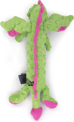 goDog Bubble Plush Skinny Dragons Squeaky Plush Dog Toy, Chew Guard Technology - Green