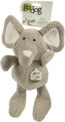 goDog Checkers Elephant Squeaky Plush Dog Toy, Chew Guard Technology - Gray, Large