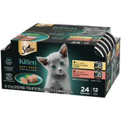 Sheba Perfect Portions Soft Pate Wet Kitten Food Variety Pack Chicken, Salmon 2.6-oz(Pack of 12)