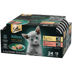 Sheba Perfect Portions Soft Pate Wet Kitten Food Variety Pack Chicken, Salmon 2.6-oz(Pack of 12)