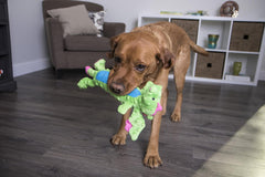 goDog Bubble Plush Skinny Dragons Squeaky Plush Dog Toy, Chew Guard Technology - Green