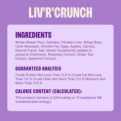 Wellness Old Mother Hubbard Classic Liv'R'Crunch Dog Biscuits, Natural Training Treats, Chicken Liver, Oats, Apple and Carrot Flavor, Mini Size, 20 oz Bag