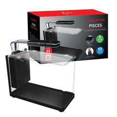 Aquatop Pisces Curved Bowfront Aquarium - 53GPH – Nano Semi-Circle Glass Aquarium Kit – Touch LED Light – Built-in Filter for Fresh & Saltwater