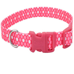Coastal Pet Styles Adjustable Dog Collar - Stylish Patterned Fabrics - Snap-Lock Buckle - Adjustable Dog Collar - for Small, Medium or Large Dogs - Pink Dots