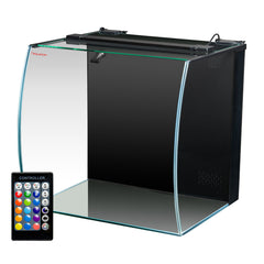 Aquatop Vertical Bowfront Glass Aquarium – All-in-One Tank with Filter and LED Light, High Clarity Glass for Freshwater & Saltwater