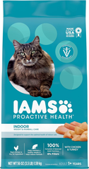 IAMS PROACTIVE HEALTH Adult Indoor Weight Control & Hairball Care Dry Cat Food with Chicken & Turkey Cat Kibble