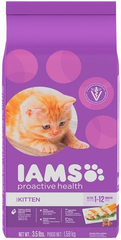 IAMS PROACTIVE HEALTH Healthy Kitten Dry Cat Food with Chicken Cat Kibble, 3.5 lb. Bag