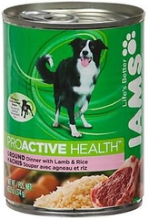 IAMS Proactive Health Dog Food, Ground Savory Dinner with Lamb & Rice, 6 / 13.2-Ounce Cans
