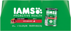 IAMS Proactive Health Adult Wet Dog Food Classic Ground with Lamb and Rice, 13 oz. Cans, Pack of 6