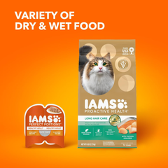 IAMS Proactive Health Long Hair Care Adult Dry Cat Food with Real Chicken & Salmon