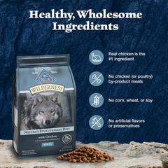 Blue Buffalo Wilderness Natural High-Protein Dry Food for Adult Dogs, Chicken Recipe