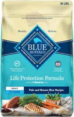 Blue Buffalo Life Protection Formula Adult Dry Dog Food, Helps Build and Maintain Strong Muscles, Made with Natural Ingredients, Fish & Brown Rice Recipe