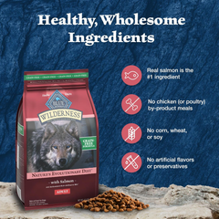 Blue Buffalo Wilderness Adult High-Protein Dry Dog Food with Real Salmon, Grain-Free, Made in the USA with Natural Ingredients, Salmon