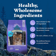 Blue Buffalo Wilderness Natural Kitten Dry Cat Food, with DHA and ARA to Support Brain and Eye Development, High-Protein and Grain-Free Diet, Chicken