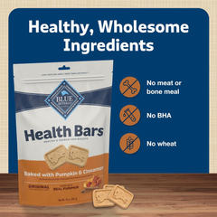 Blue Buffalo Health Bars Crunchy Dog Biscuits, Oven-Baked With Natural Ingredients, Pumpkin & Cinnamon
