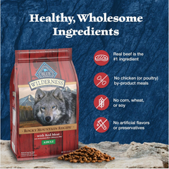 Blue Buffalo Wilderness Rocky Mountain High-Protein Adult Dry Dog Food Wholesome Grains Red Meat